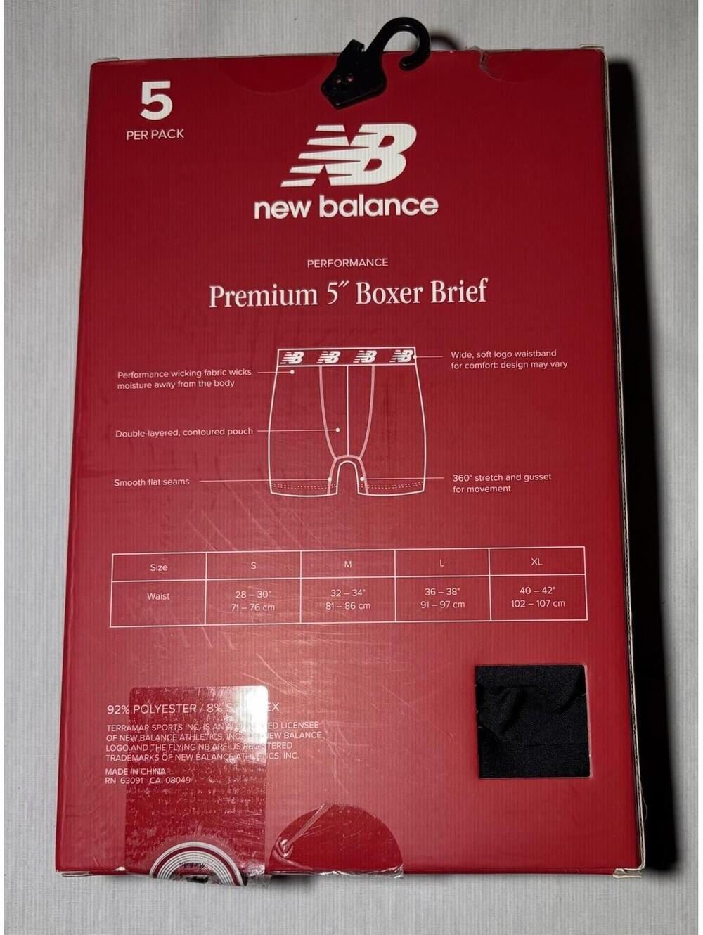 New Balance Premium 5" Boxer Briefs 5-Pack Size M Moisture Wicking Multicolor x3 - Picture 5 of 5